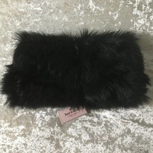 Juicy Couture Black Faux Fur Neck Wrap Scarf Cowl